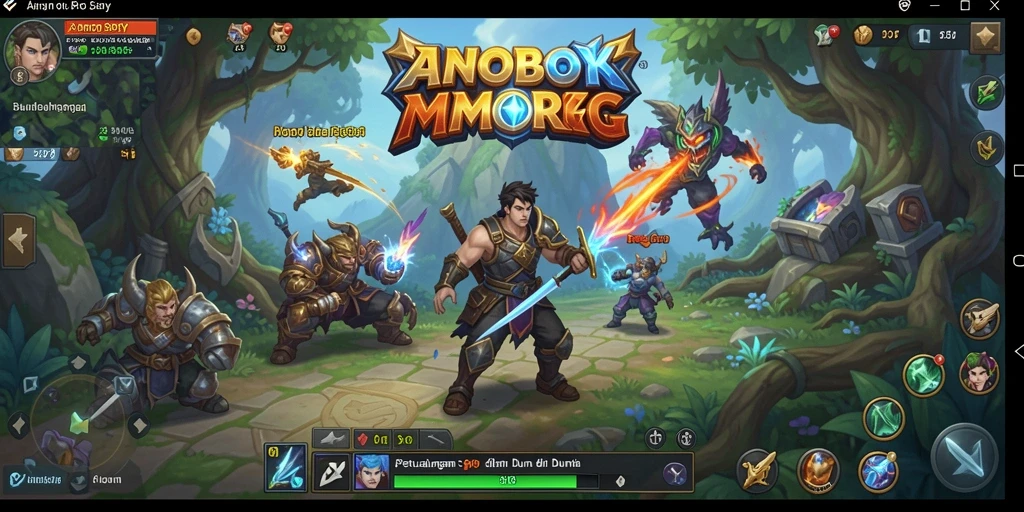 Tampilan gameplay seru dalam ANOBOY, menjelajahi dunia fantasi.