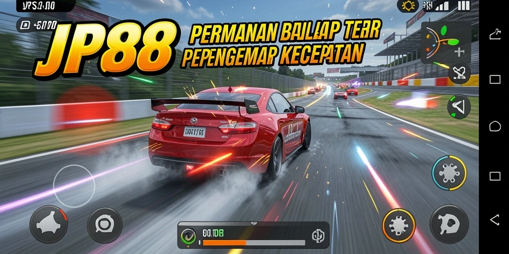 Screenshot JPS88 menampilkan aksi balap intens di trek.