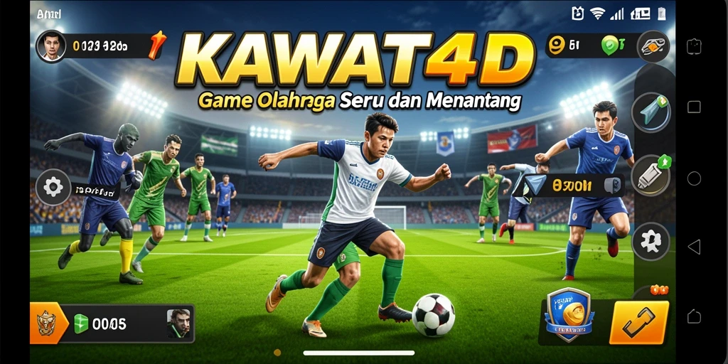 Screenshot KAWAT4D menampilkan aksi seru di arena olahraga.