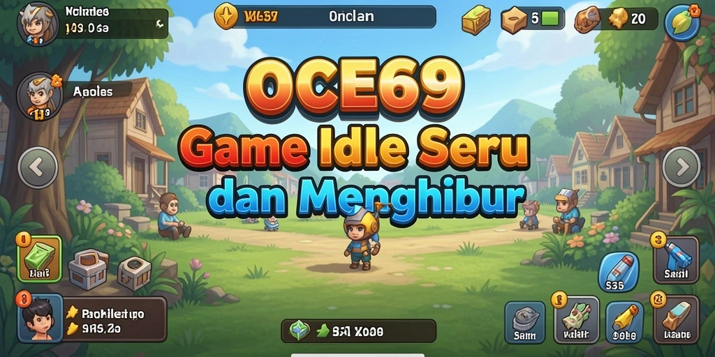 Screenshot gameplay OCE69 menampilkan karakter yang mengumpulkan sumber daya.